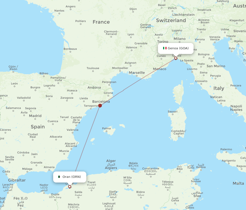ORN-GOA flight routes