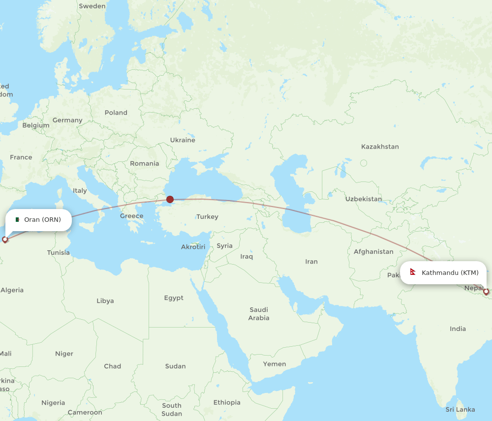 ORN-KTM flight routes