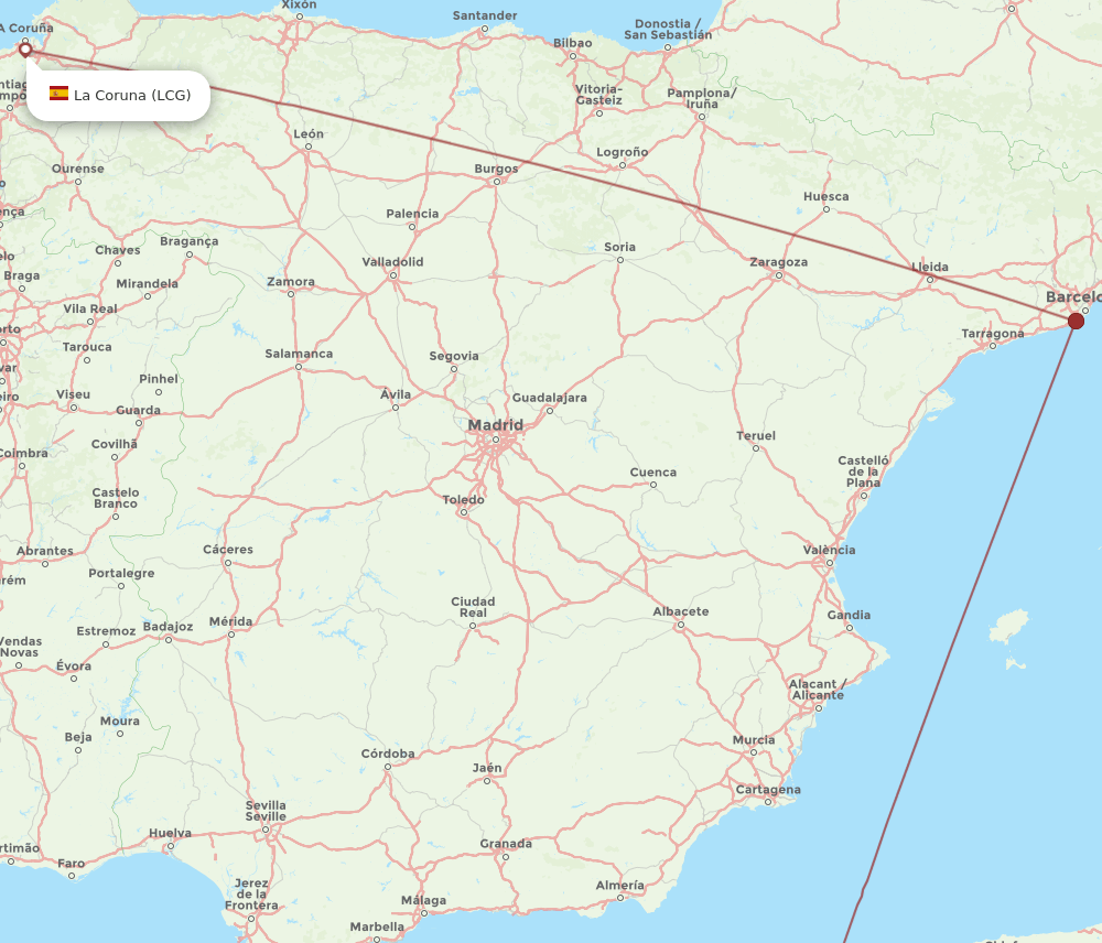ORN-LCG flight routes