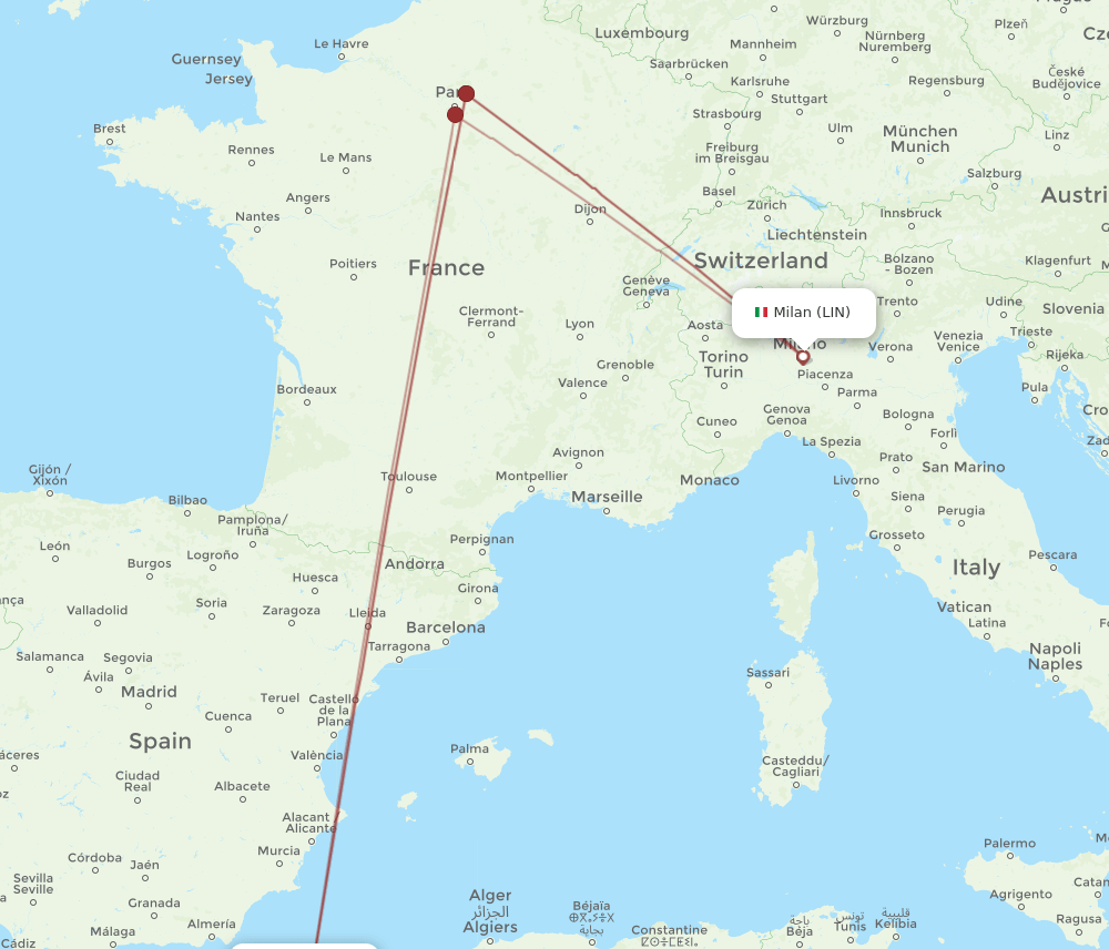 ORN-LIN flight routes