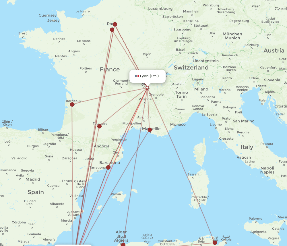 ORN-LYS flight routes