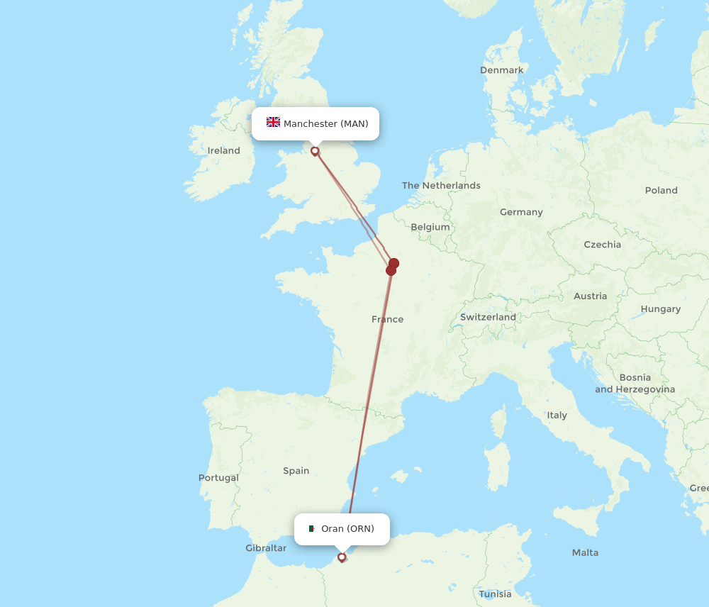 ORN-MAN flight routes
