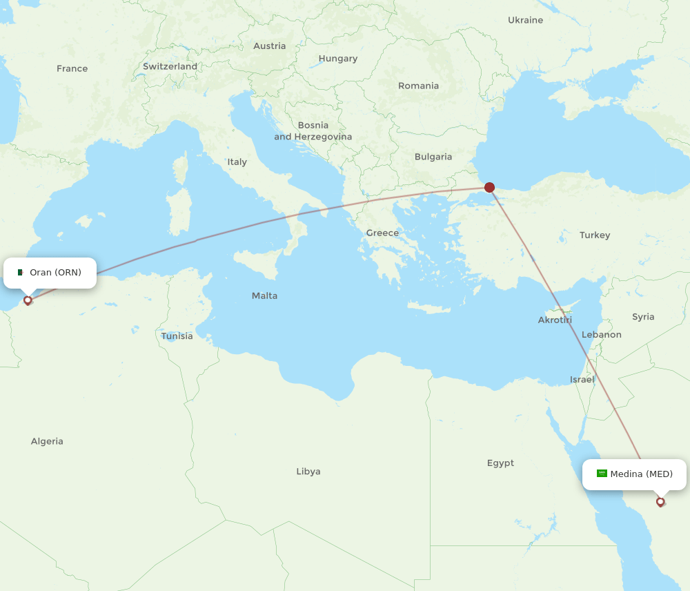 ORN to MED flights and routes map