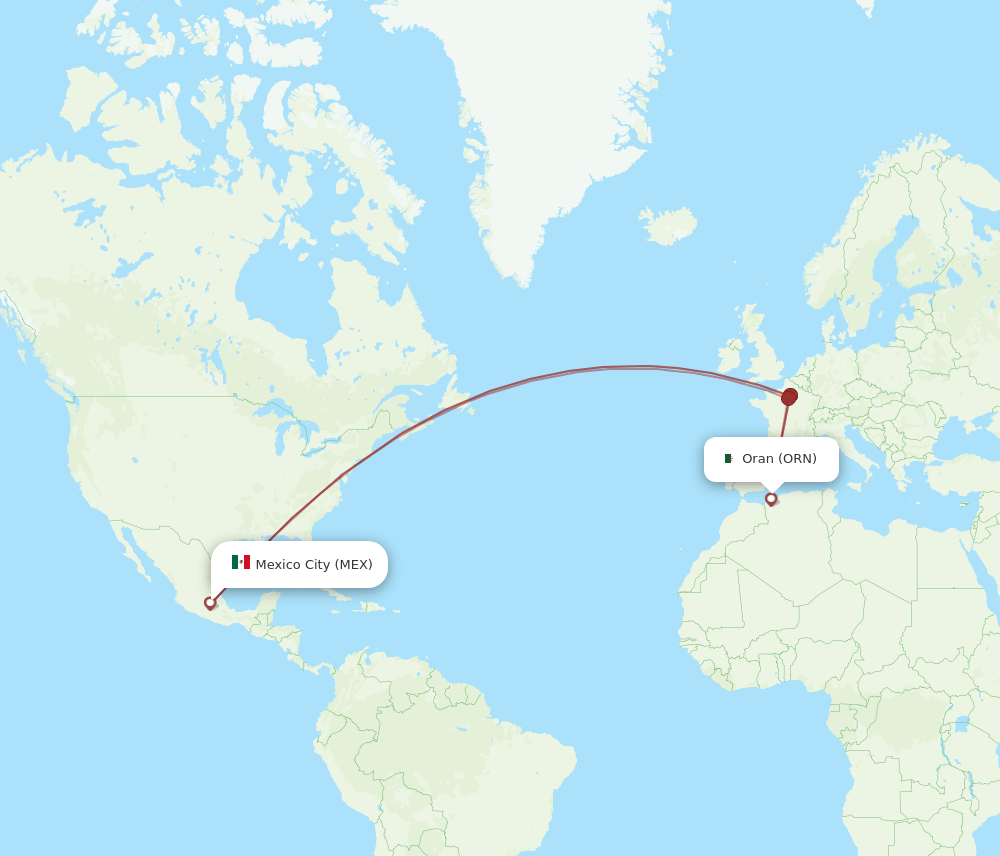 ORN to MEX flights and routes map