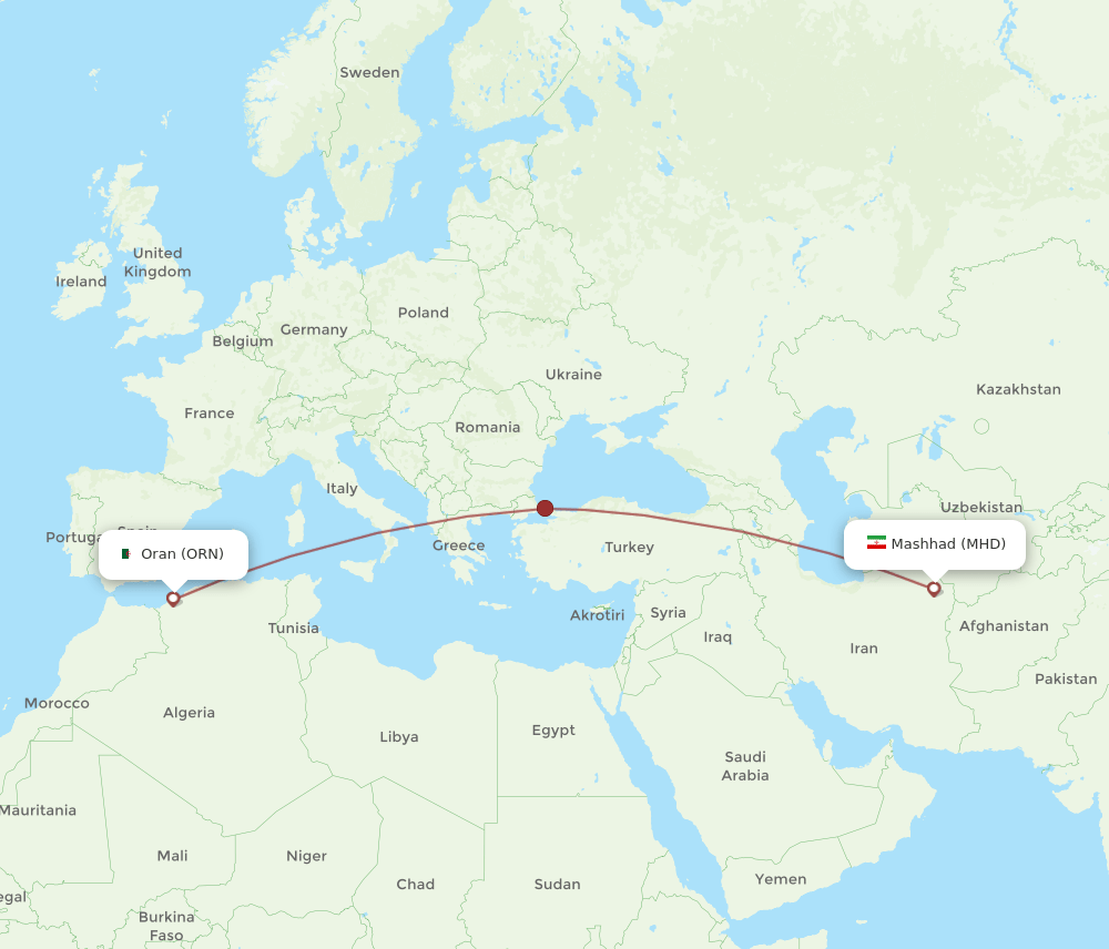 ORN-MHD flight routes