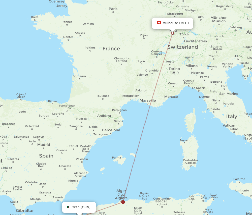 ORN-MLH flight routes