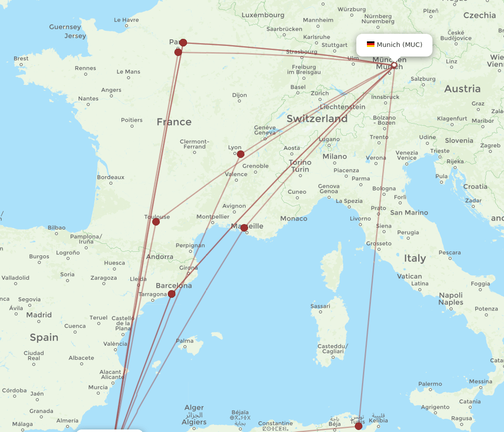 ORN-MUC flight routes