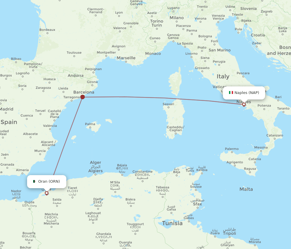 ORN-NAP flight routes