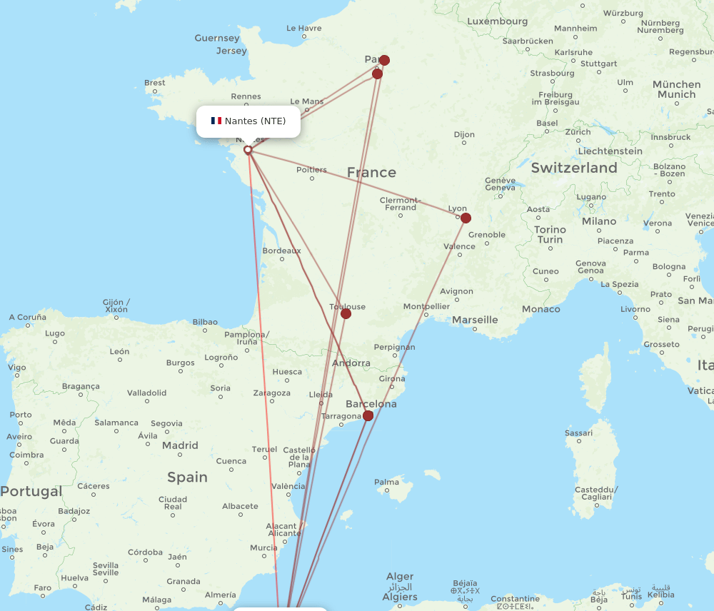 ORN-NTE flight routes