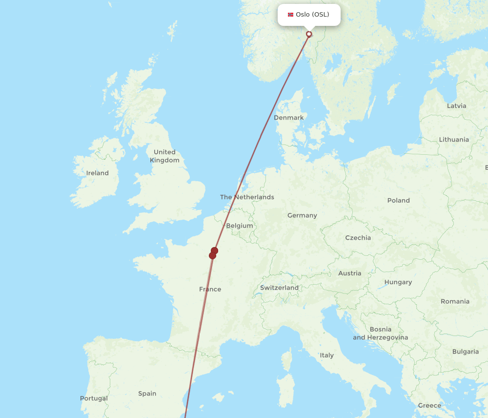 ORN-OSL flight routes