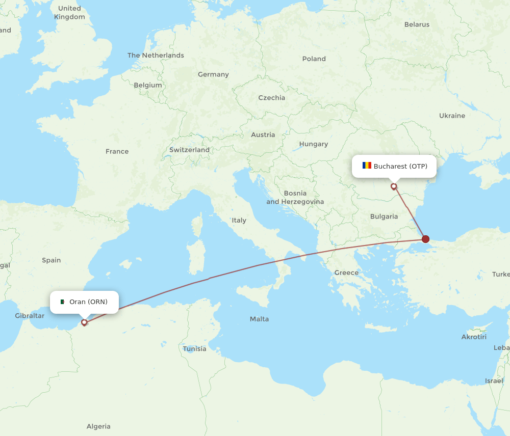 ORN-OTP flight routes