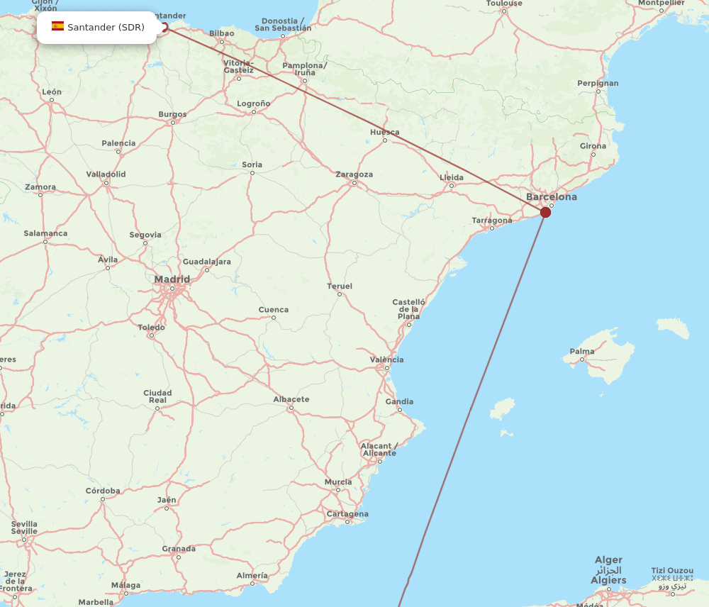 ORN to SDR flights and routes map