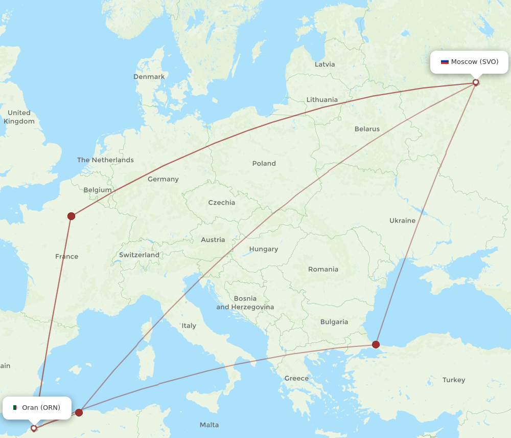 ORN to SVO flights and routes map