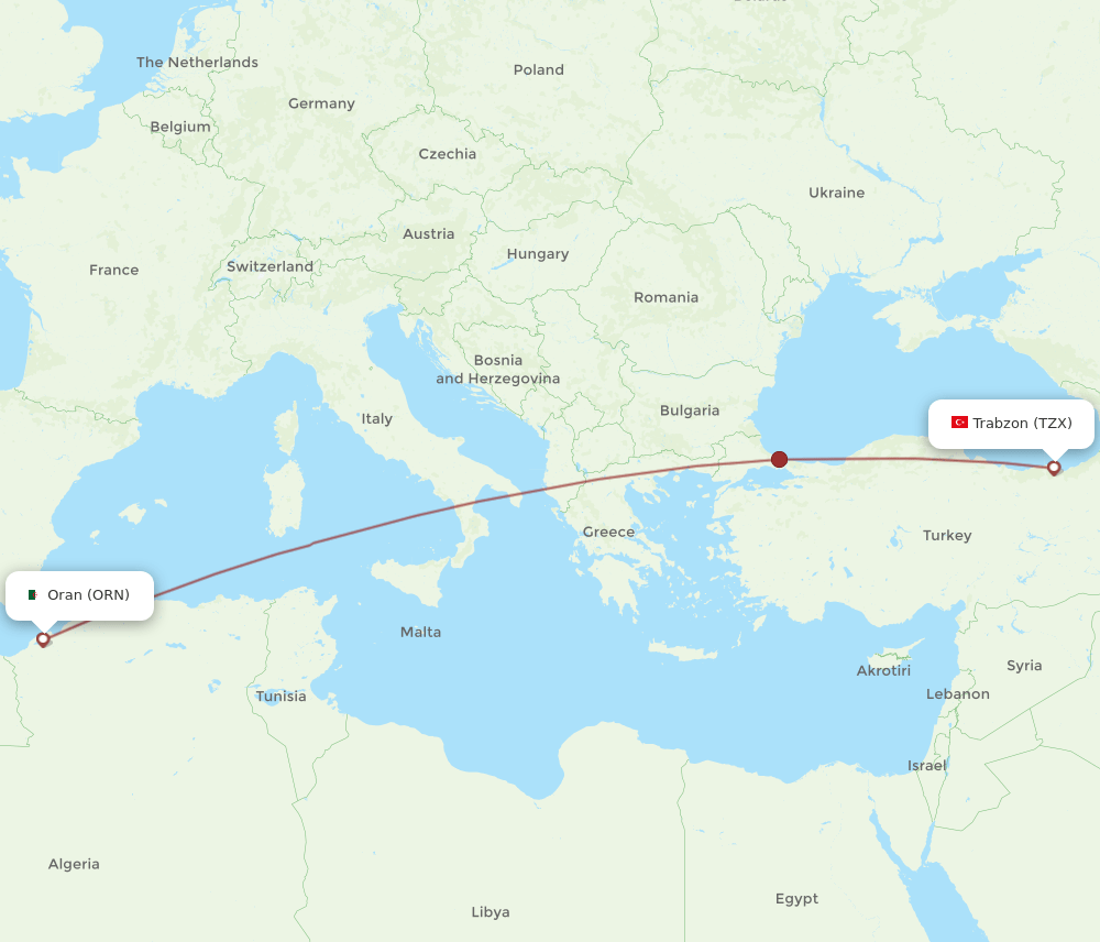 ORN-TZX flight routes