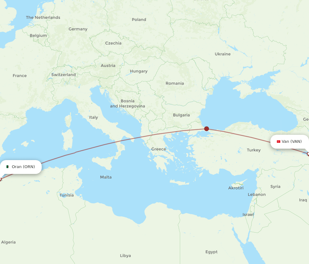 ORN-VAN flight routes