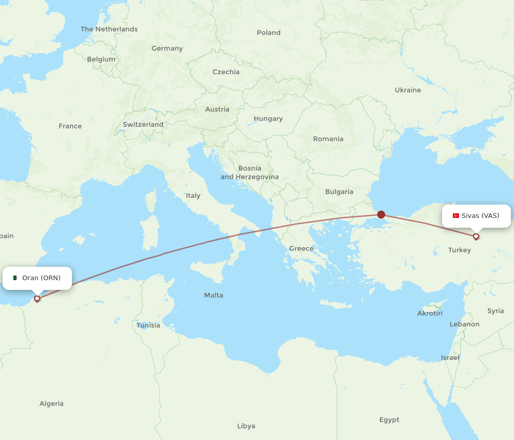 ORN-VAS flight routes