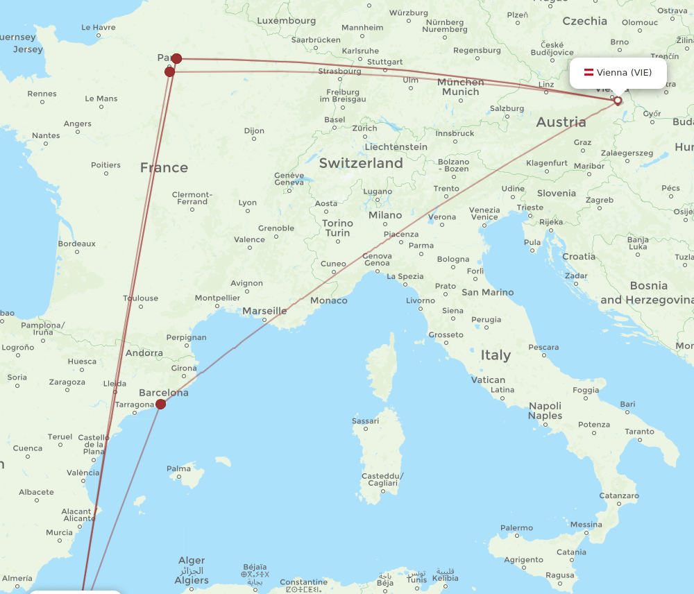 ORN-VIE flight routes