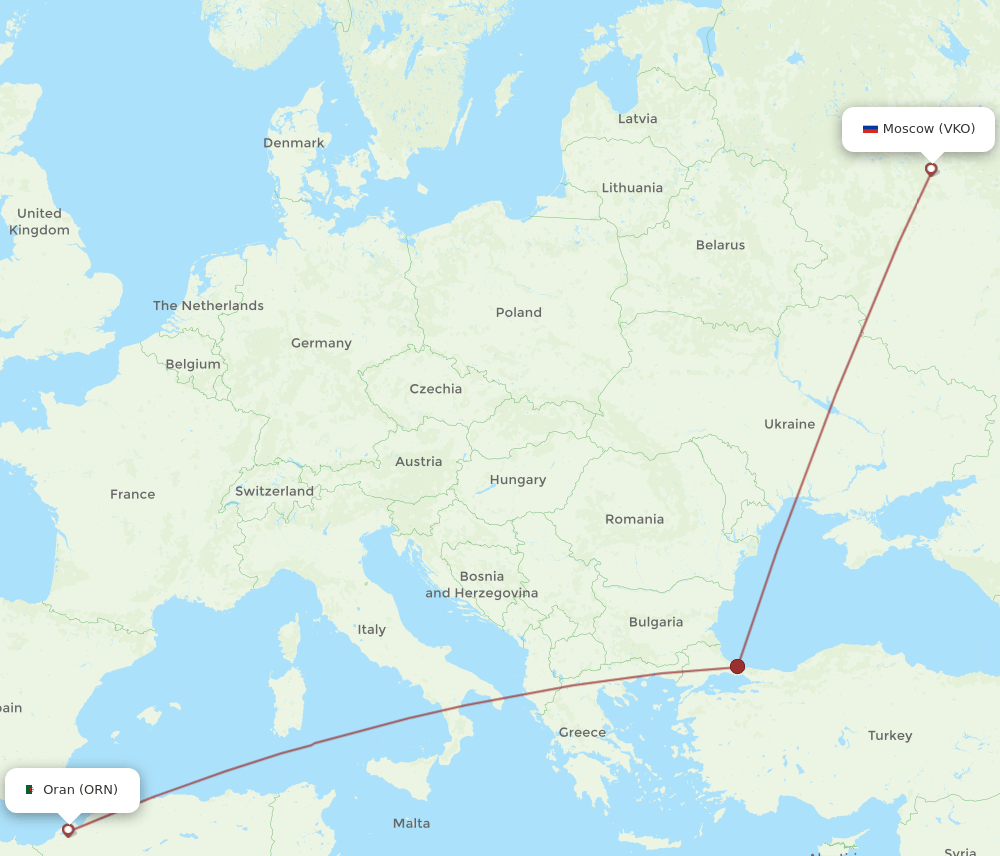 ORN-VKO flight routes