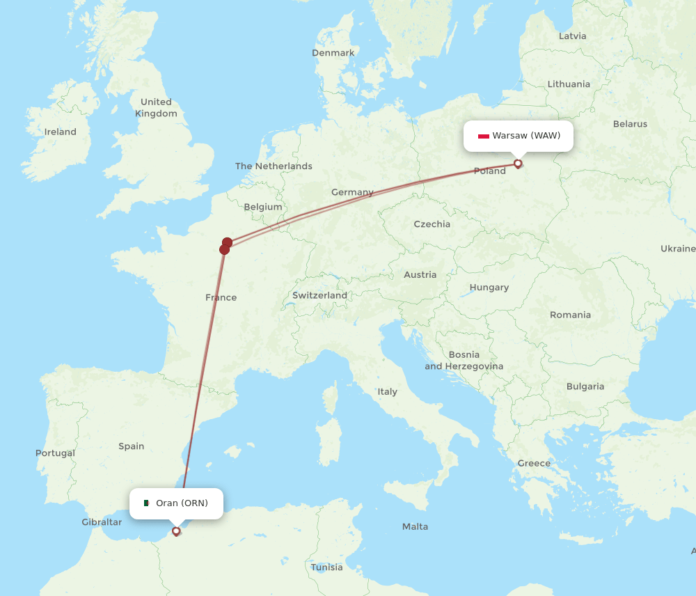 ORN-WAW flight routes
