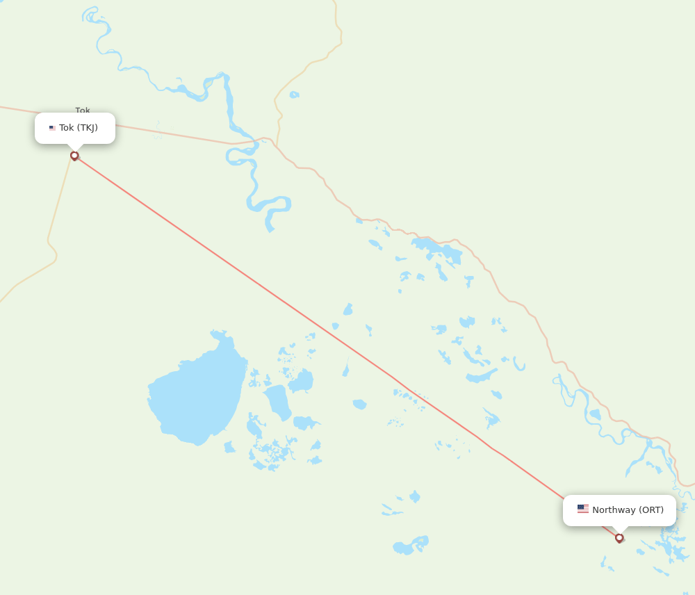 ORT to TKJ flights and routes map