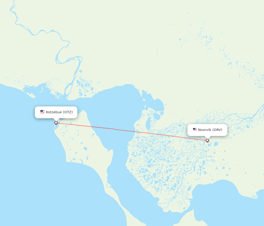 Noorvik - Kotzebue route map and flight paths
