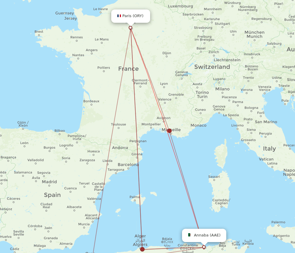 ORY-AAE flight routes