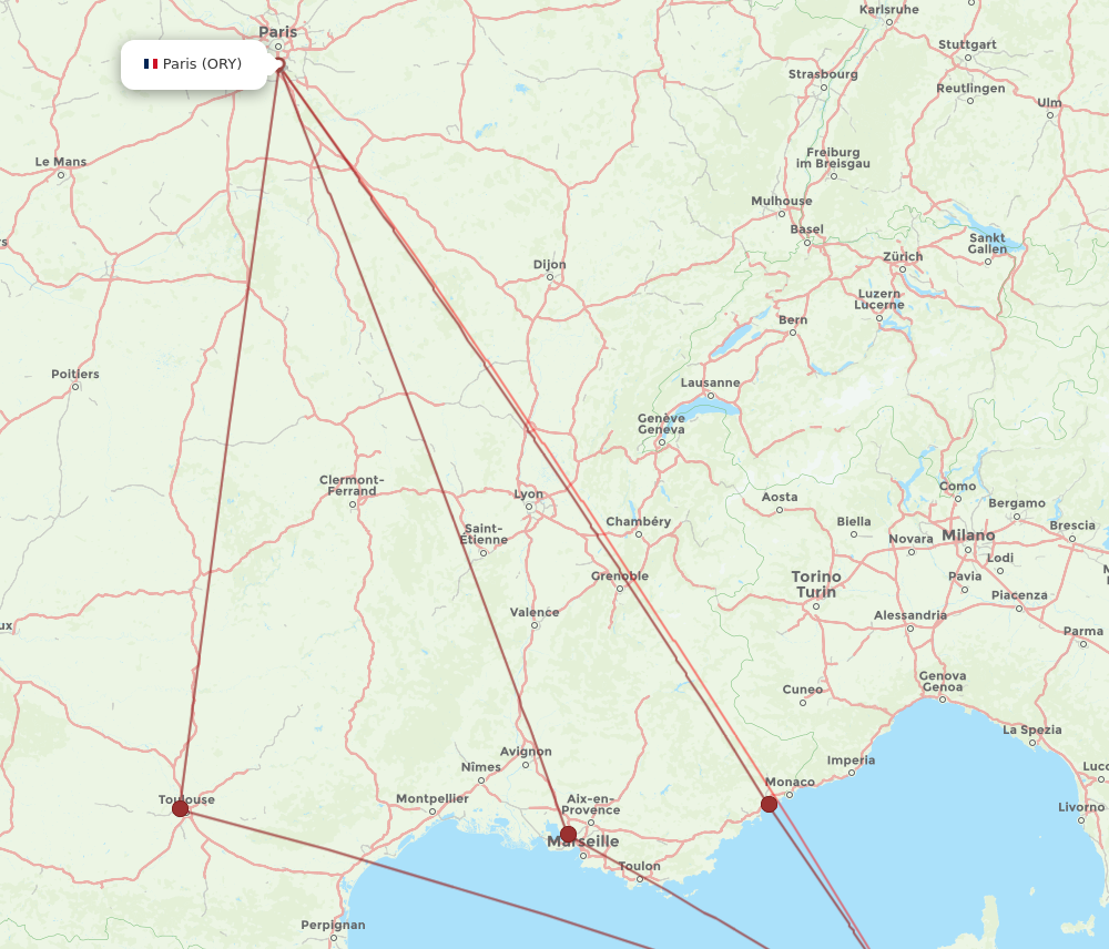 ORY to AJA flights and routes map