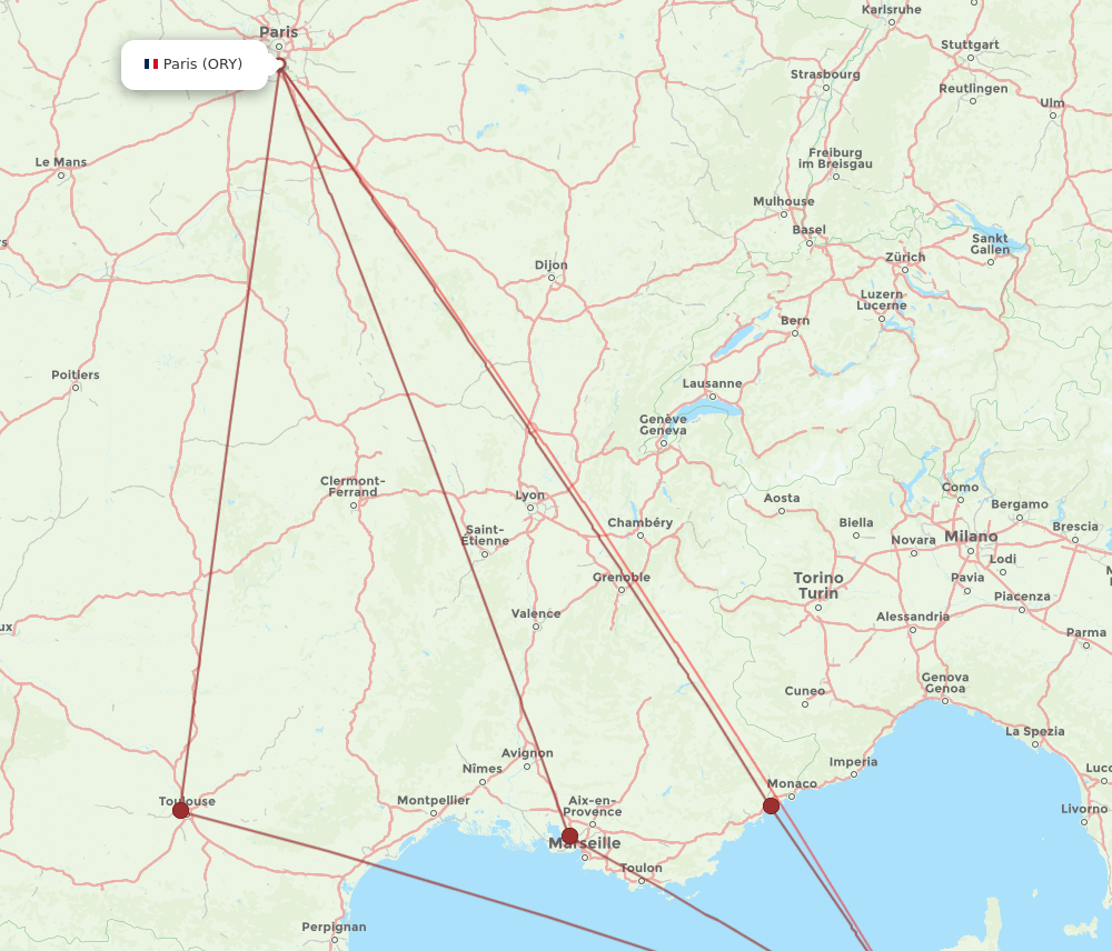 ORY-AJA flight routes