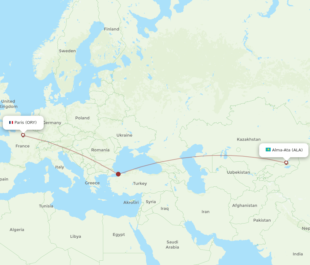 ORY to ALA flights and routes map