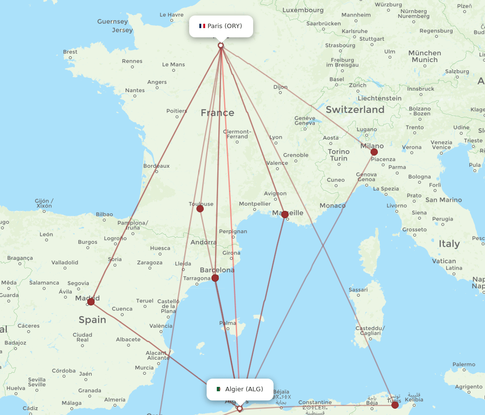 ORY-ALG flight routes