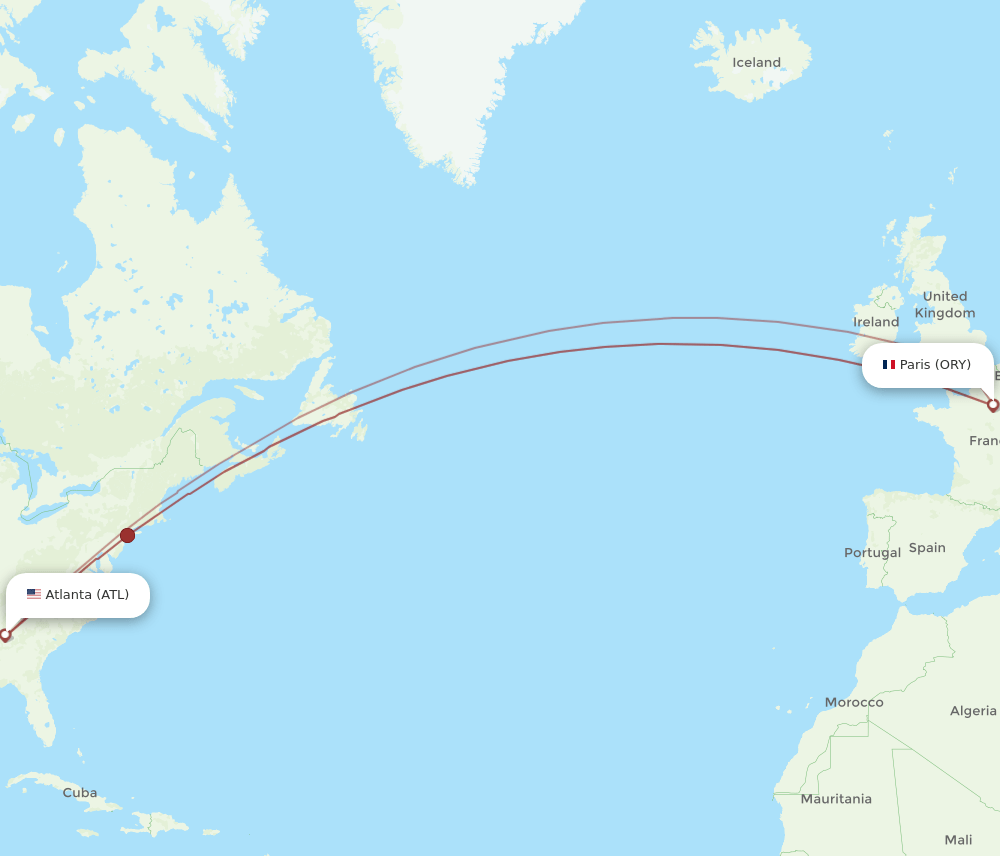 ORY-ATL flight routes