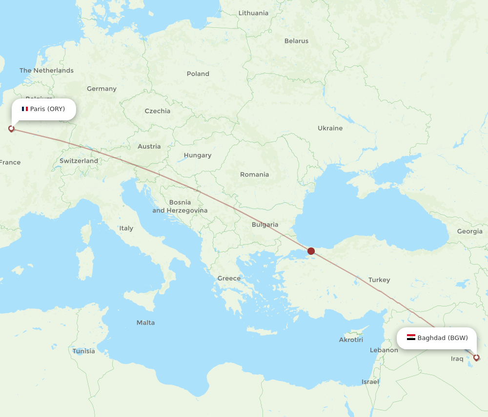ORY-BGW flight routes