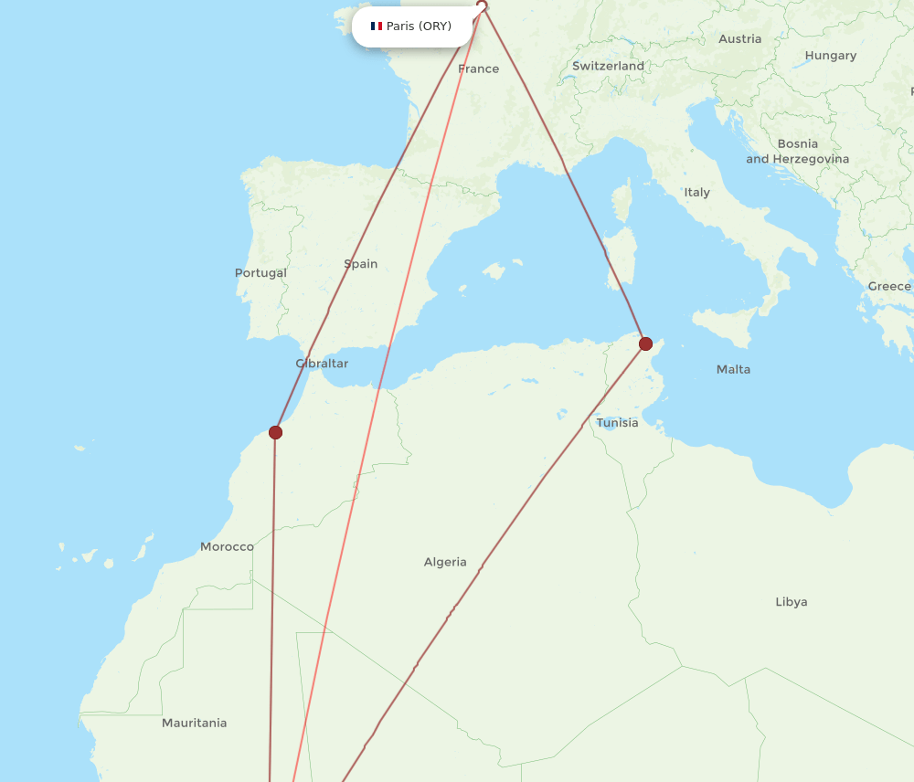 ORY-BKO flight routes