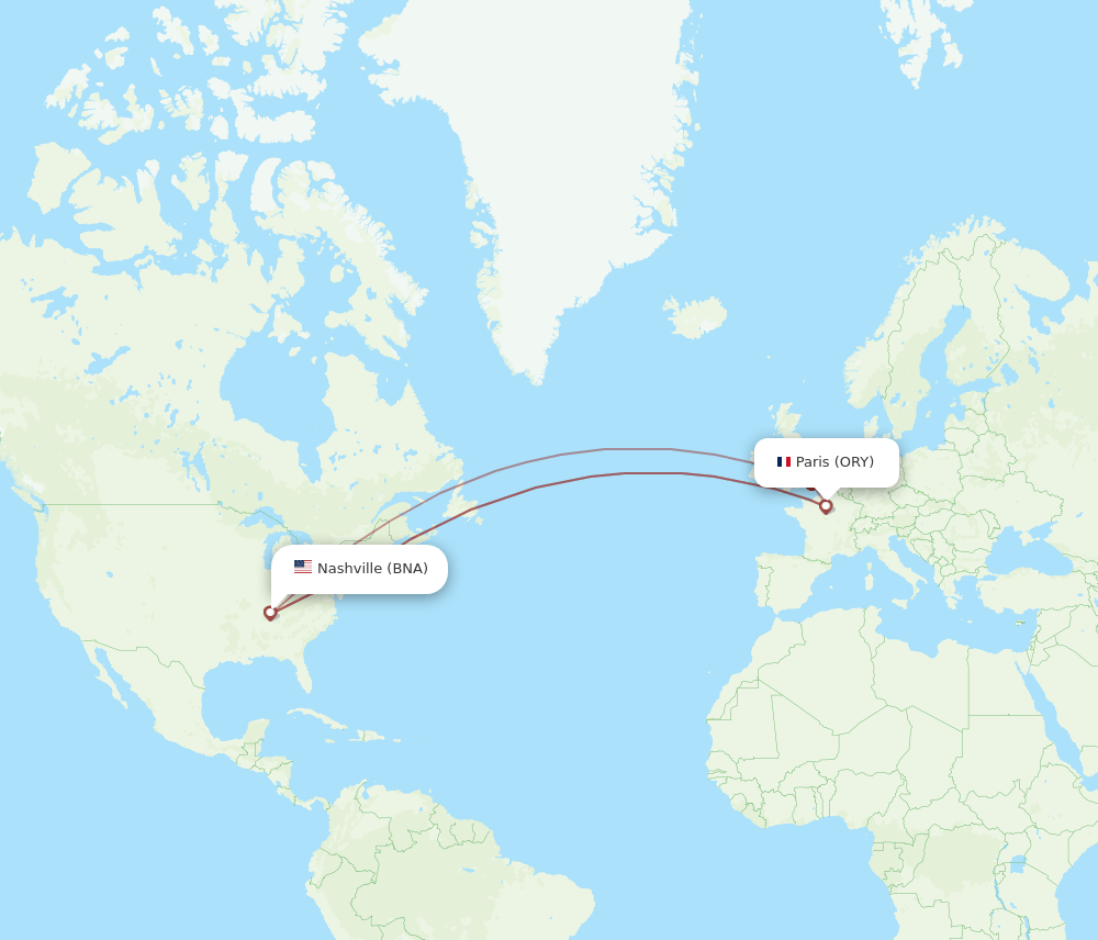 ORY-BNA flight routes