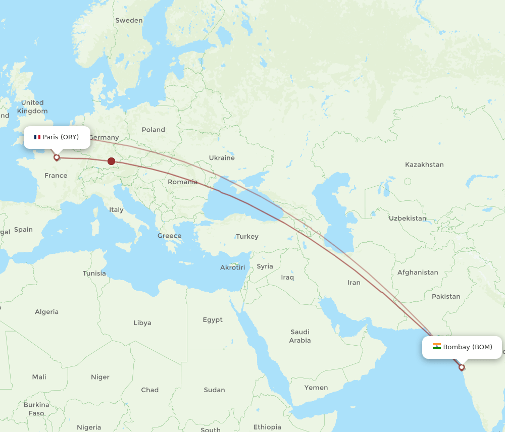 ORY-BOM flight routes