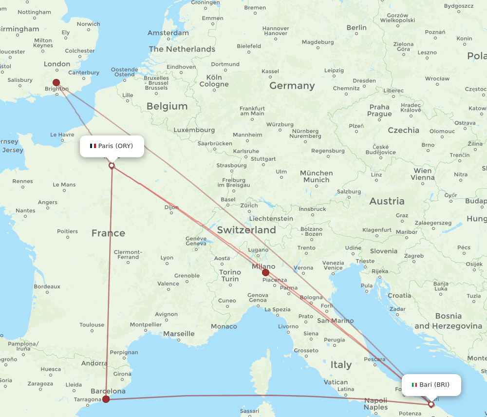 ORY-BRI flight routes