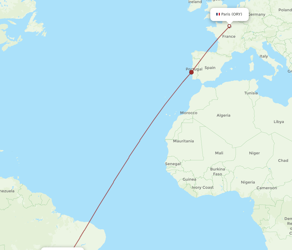 ORY to BSB flights and routes map