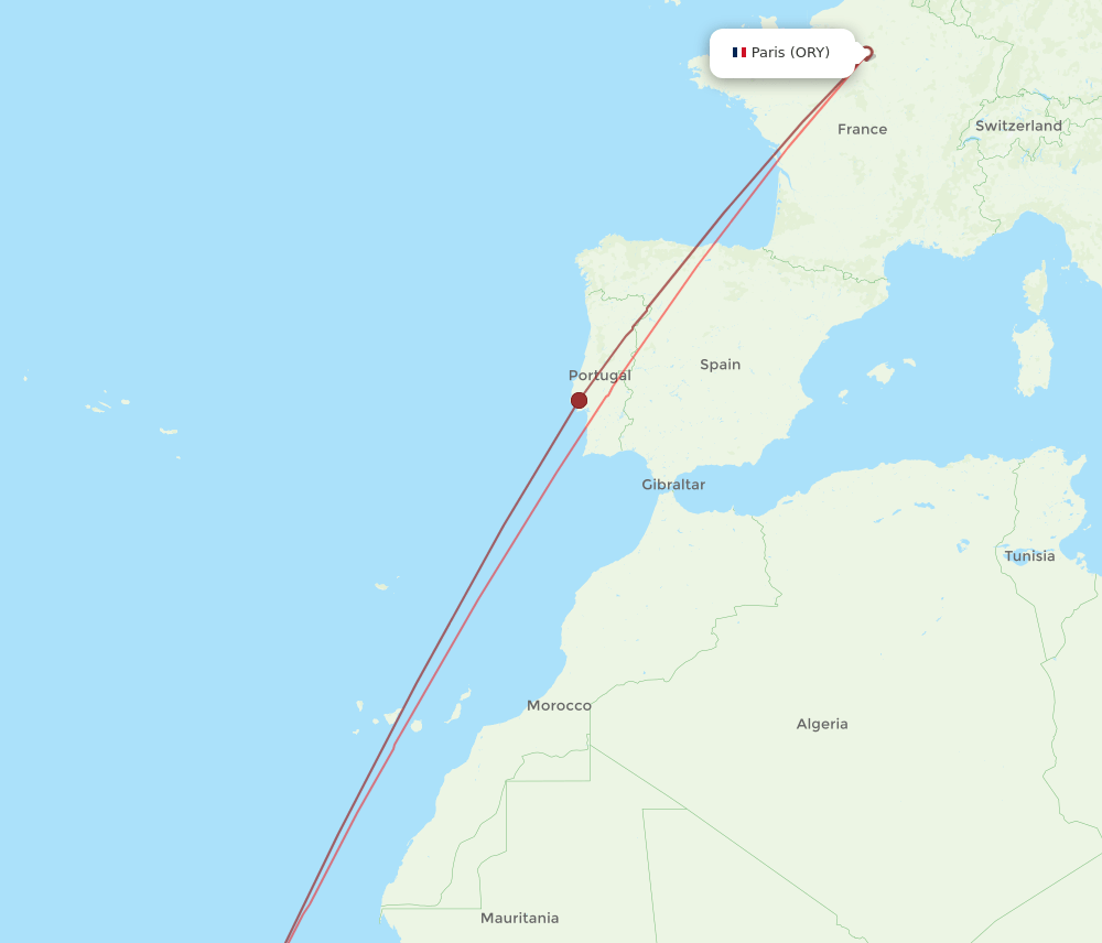 ORY-BVC flight routes