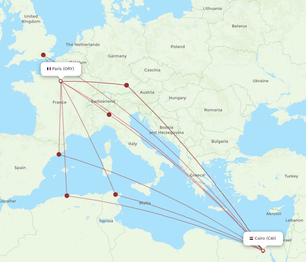 ORY-CAI flight routes
