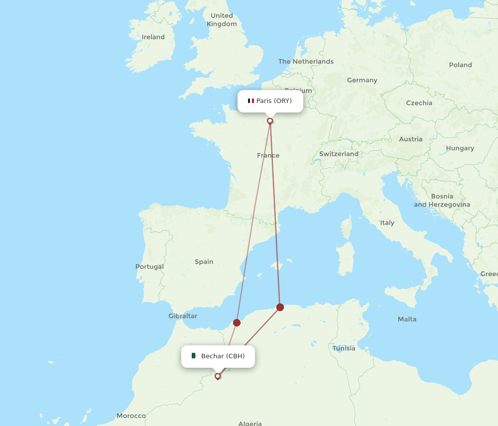 ORY-CBH flight routes