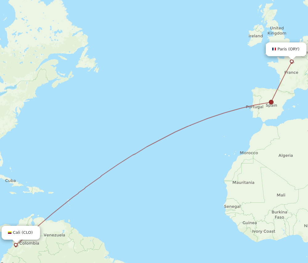 ORY-CLO flight routes