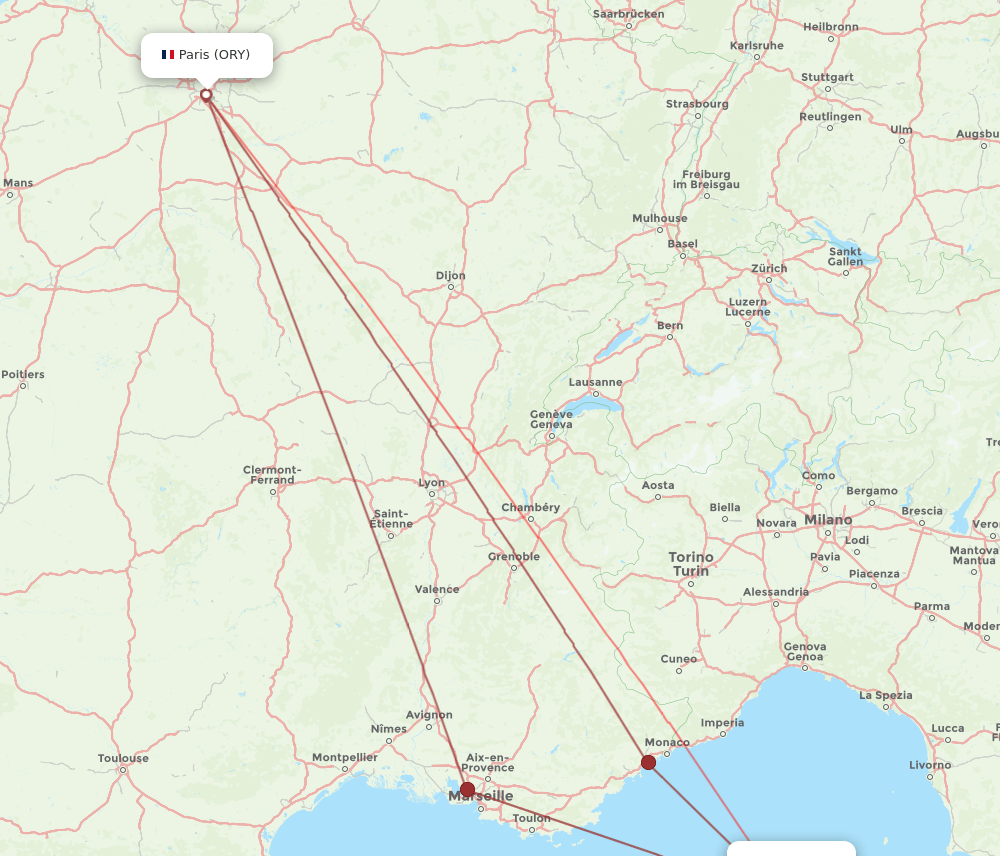ORY-CLY flight routes