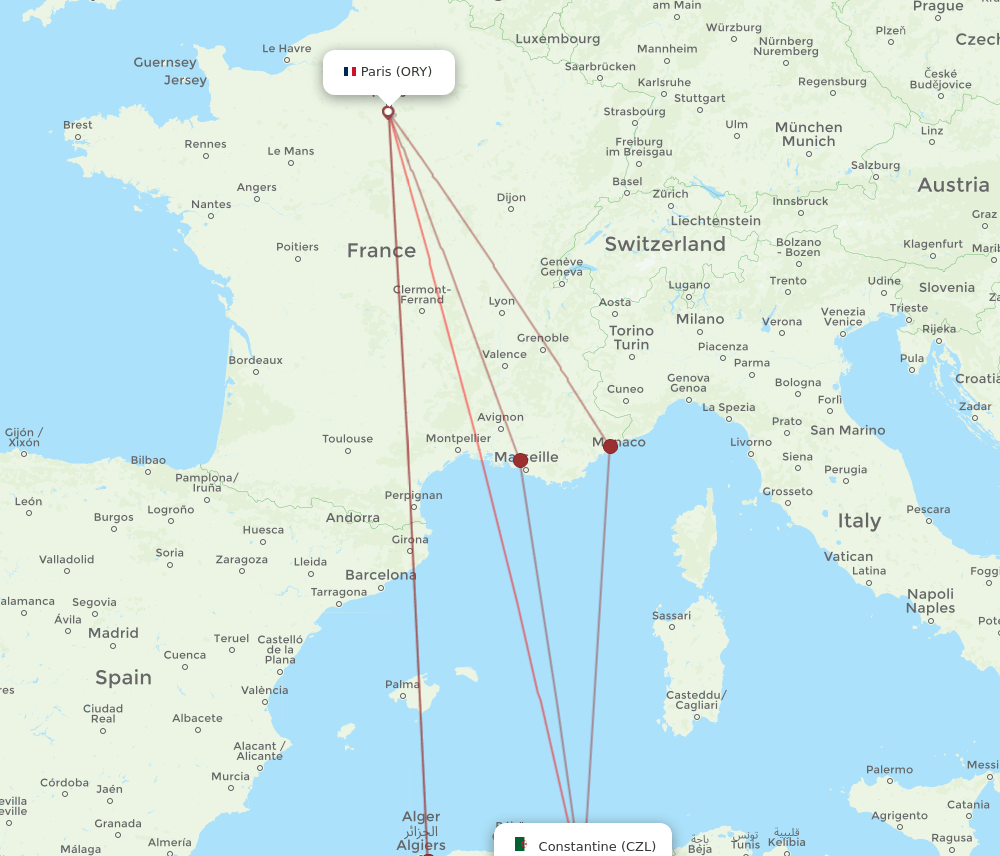 ORY-CZL flight routes
