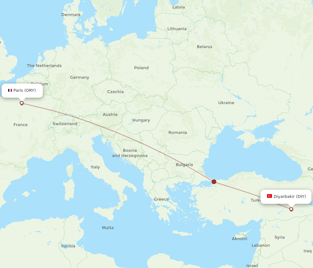 ORY-DIY flight routes