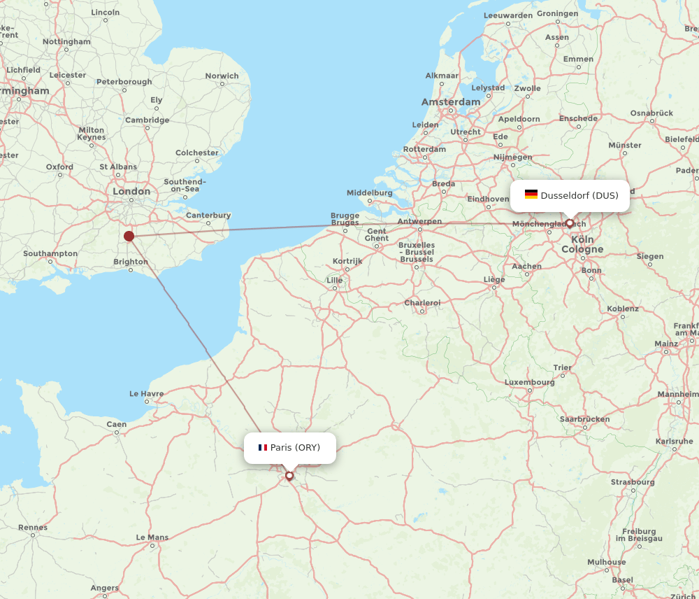 ORY-DUS flight routes