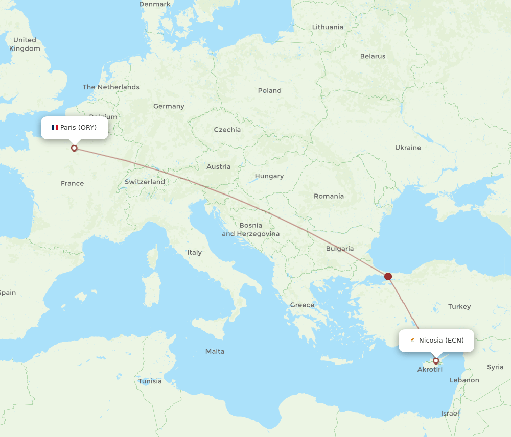 ORY-ECN flight routes