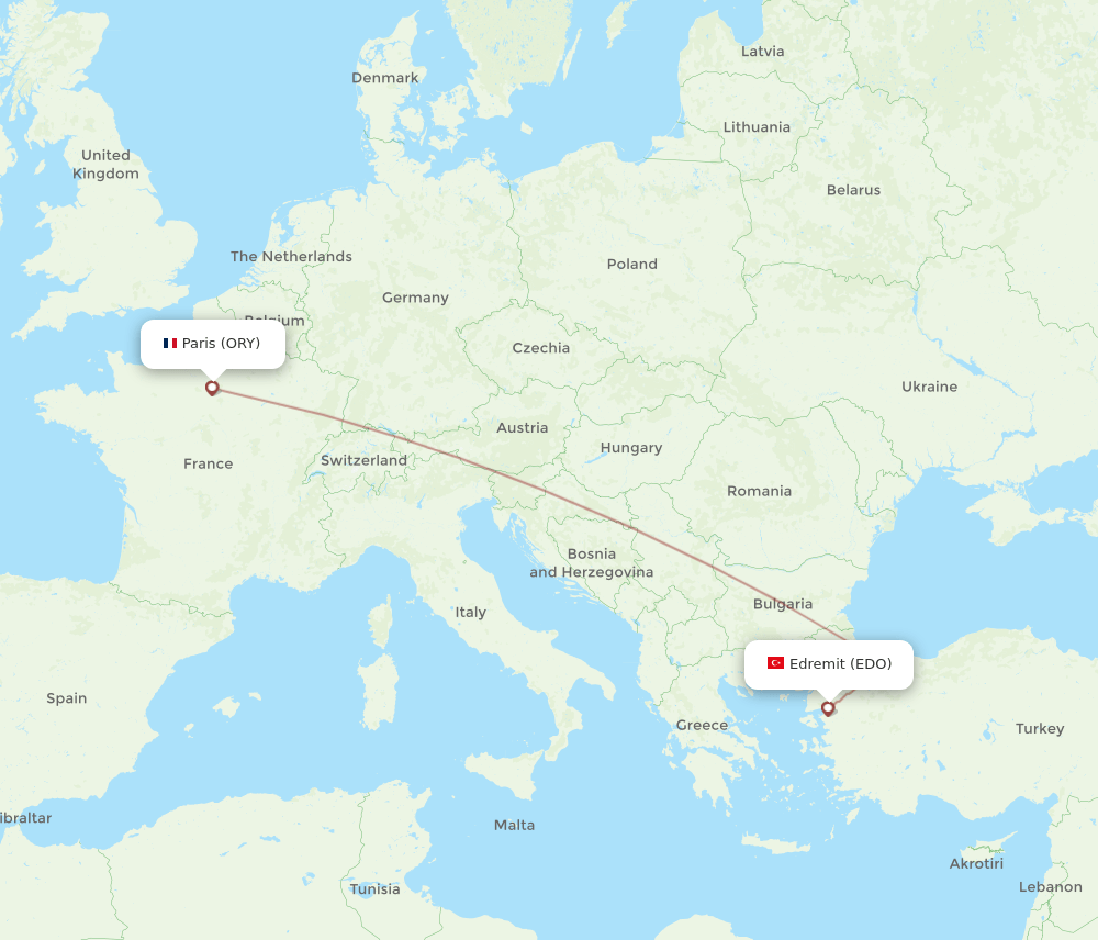 ORY-EDO flight routes