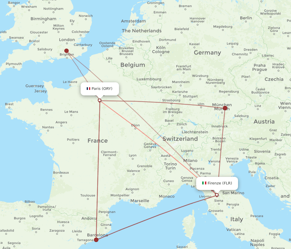 ORY-FLR flight routes