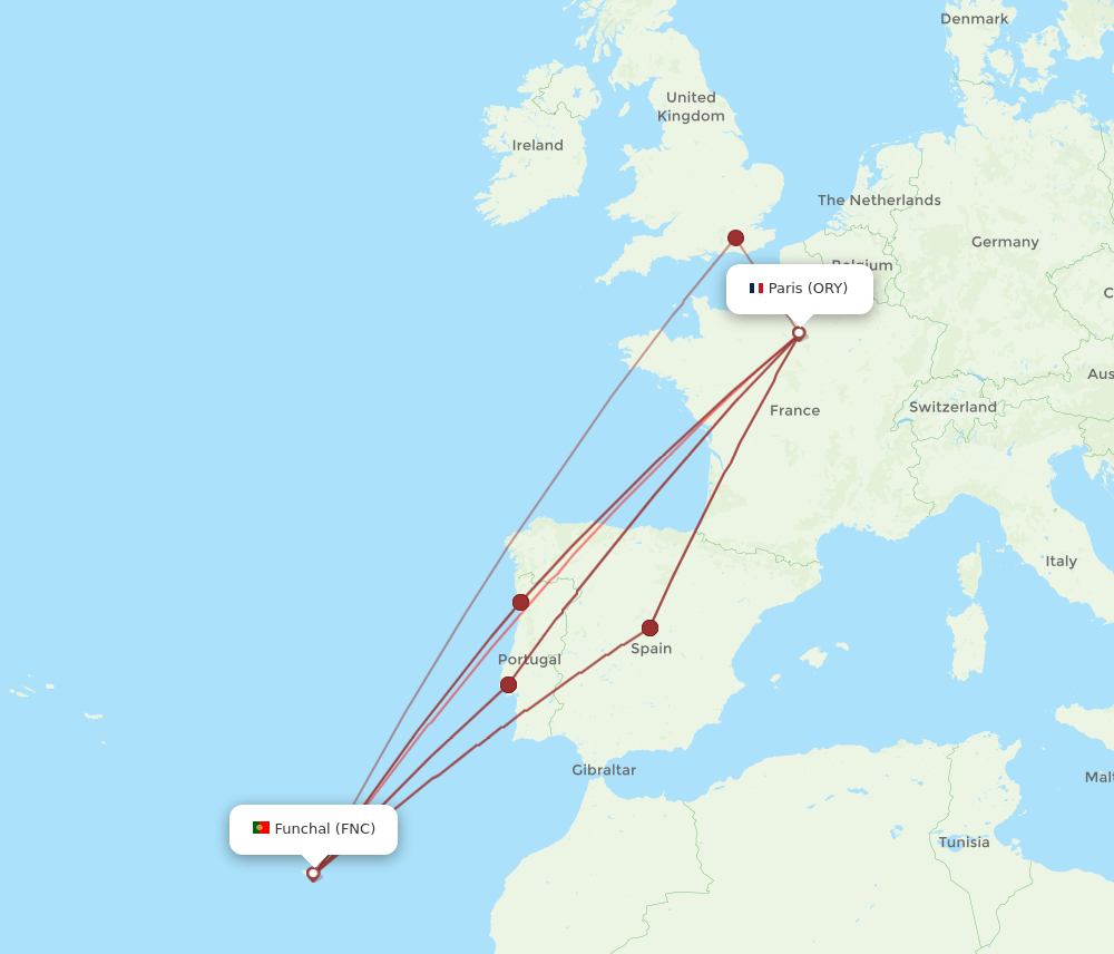 ORY-FNC flight routes