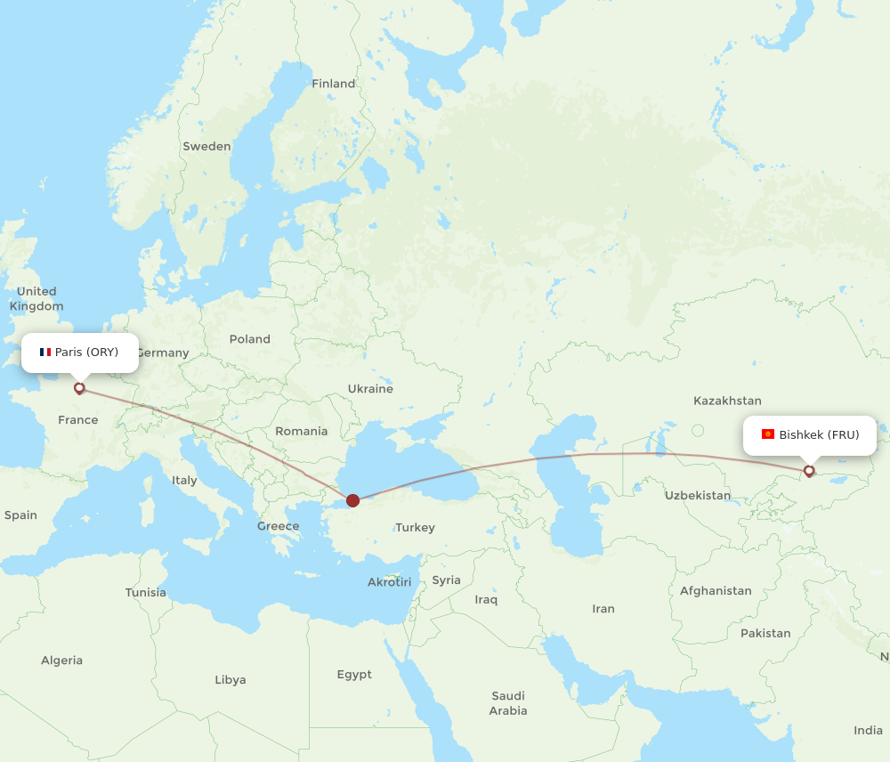 ORY to FRU flights and routes map